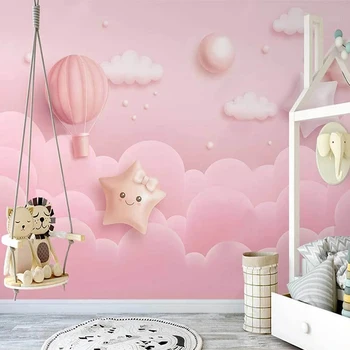 Потребителски 3D Тапети Nordic Ins Ръчно рисувани и 3D Розово Звездното Небе Облак Балон Детска Спалня Фон рисувани Стенни