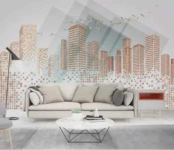 Бакал Потребителски 3d тапети на геометрични квадрат 3d стерео град бърд фон на стената papel de parede 3d тапети, стенни картини