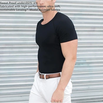 Бели Луксозни Модални Тениски Sweatproof Спортно Облекло За Мъже С Кръгло Деколте Slim Fit 1