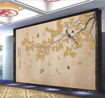 XUE СУ Големи потребителски стенни тапети, богат на цветя, нова китайска фонова стенни декоративна живопис